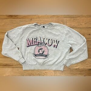 H&M Divided Gray Cropped Graphic Sweatshirt Women’s Size Small